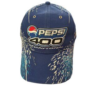 Vintage Daytona 2005 Pepsi 400 Racing Cap Blue & Silver Fireworks Design